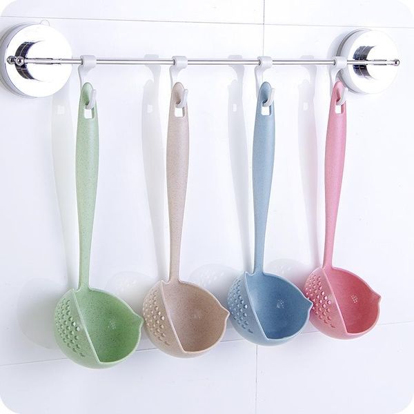 

dinnerware sets 2 in 1 soup spoon kitchen long handle lovely wheat straw porridge spoons with filter strainer tools creative