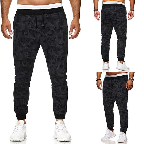 

men's pants casual pants. sports small foot grey camouflage 1302-k305, Black