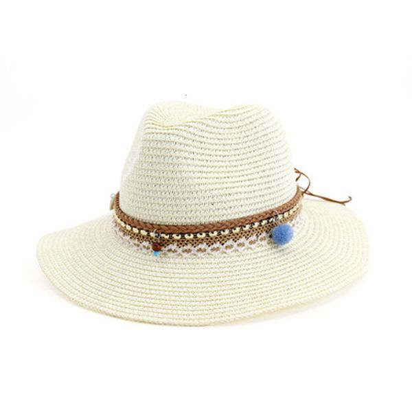 

2021 new straw spring big brim outdoor beach chain band casual party sun protective elegant women summer hats 0rww, Blue;gray