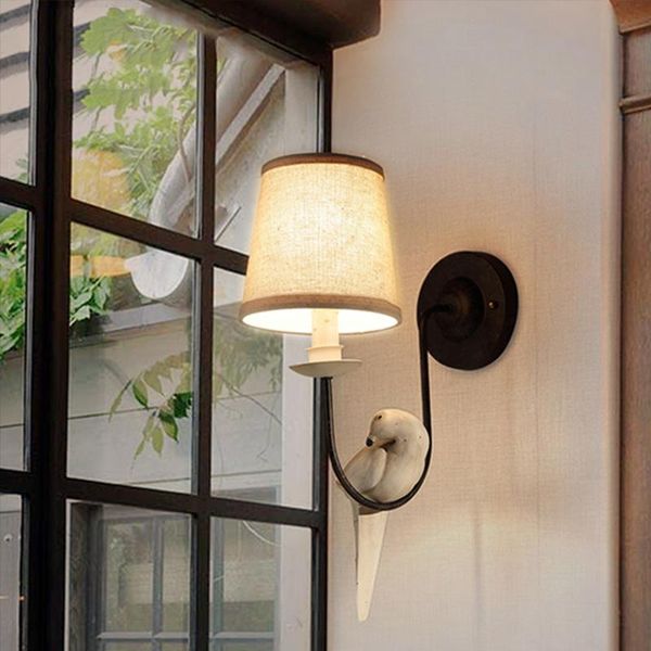 

wall lamp european style simple retro creative bedroom bedside warm children's study birdie