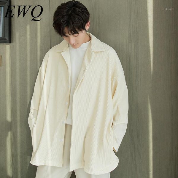 

men's jackets ewq / wear 2021 spring thin style jacket for male korean trend loose casual striped fabric solid color 9y1805, Black;brown