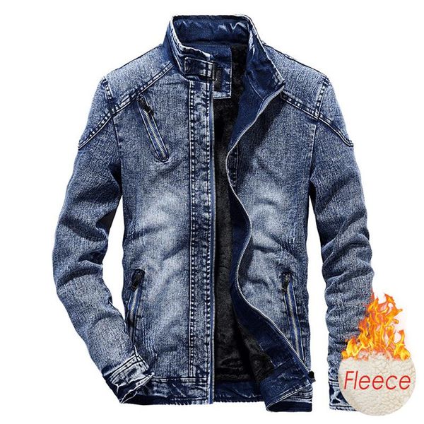 

men 2021 winter new cotton fleece denim jeans jacket coat men autumn style outwear outfits warm vintage classic washed jackets, Black;brown