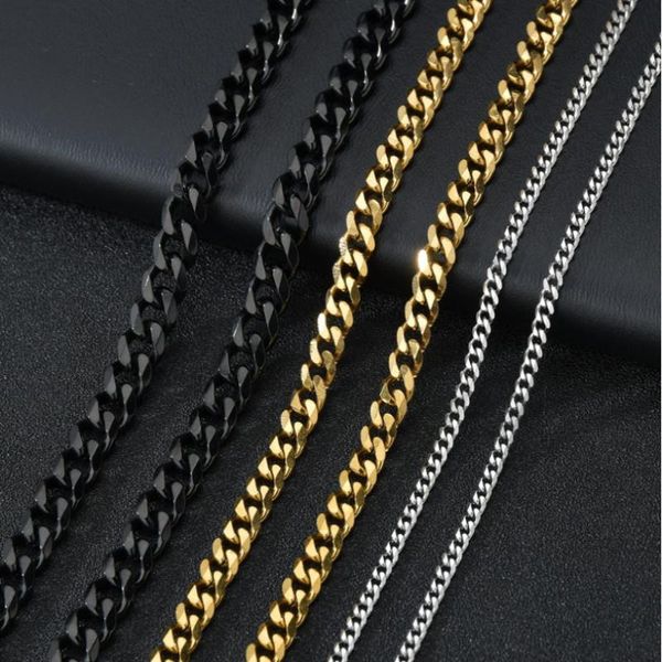 

chains men's punk stainless steel necklace solid metal, Silver