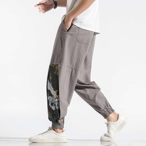 

2021new spring elastic waist linen casual pants, Blue
