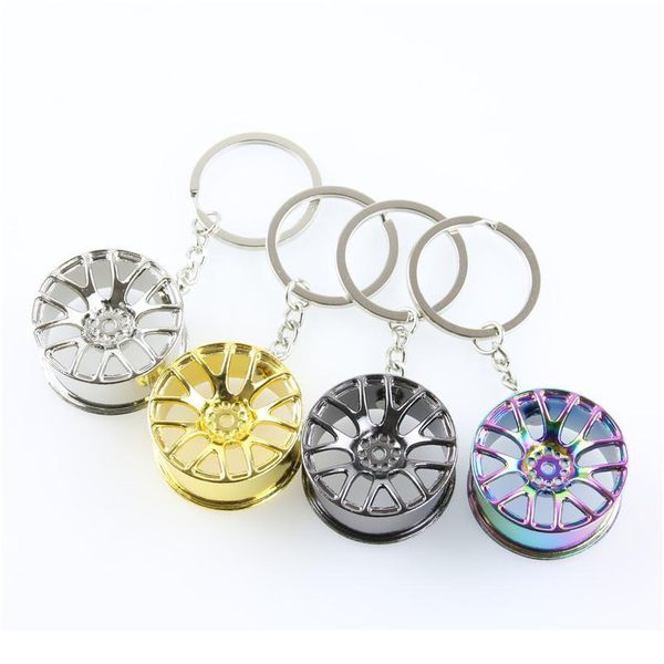 

wheel rim model keychain car key chain llaveros hombre creative hub design metal key ring cool chic gifts jlltbq, Slivery;golden