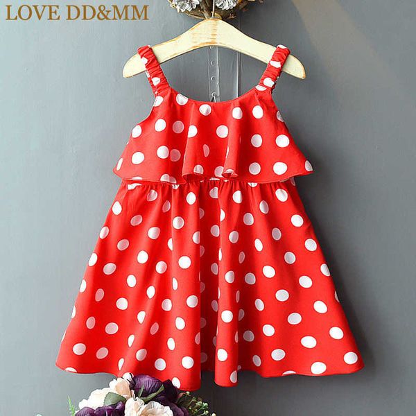 

love dd&mm girls dresses summer children's clothing cute girl fashion wave point ruffled strapless strap princess dress 210715, Red;yellow
