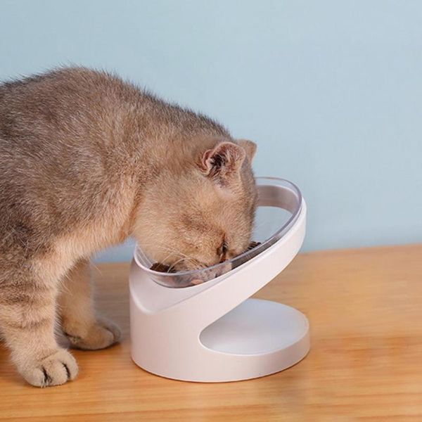 

cat bowls & feeders pet food feeder 15 degree bolique design neck guard transparent round feeding bowl cats supplies products