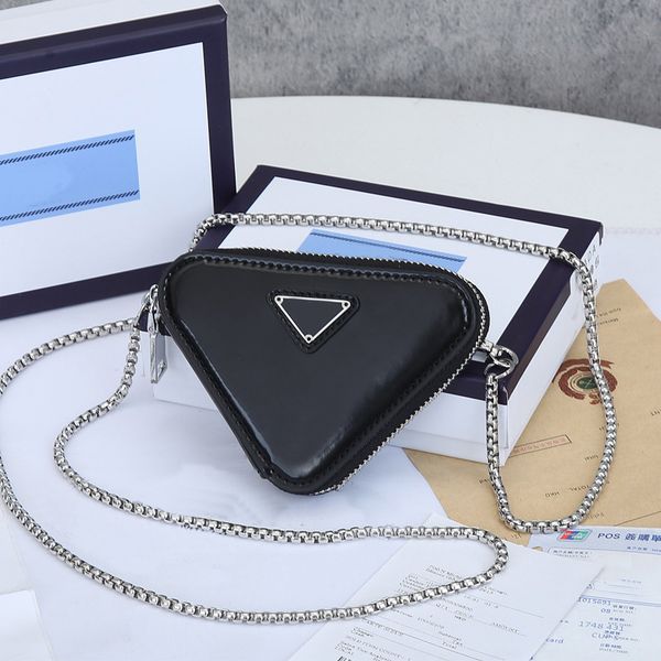 

triangle bag crossbody p purse chain shoulder bags hand bag wallet silver chain coin purse smooth cortex multiple colors with box