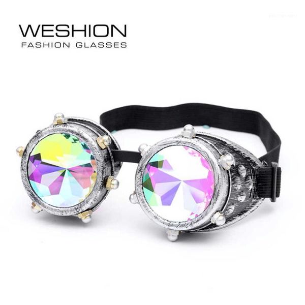 

sunglasses for steampunk men women round colorful rave festival party cosplay celebrity gothic goggles 2021, White;black