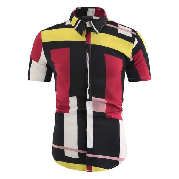 

men's casual shirts printed shirt short sleeve youth, White;black