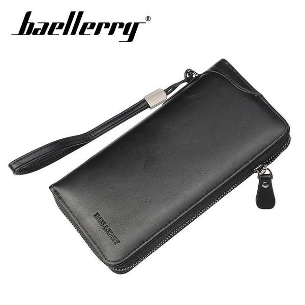 

wallets baellerry wallet pu leather solid men long clutch zipper porta rope handbag coin pocket note compartment business, Red;black