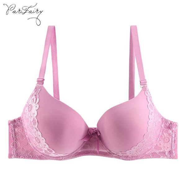 

parifairy fashion floral lace soft bra underwired smooth cup t-shirt bra unlined push up women underwear plus size 40b-50d, Red;black