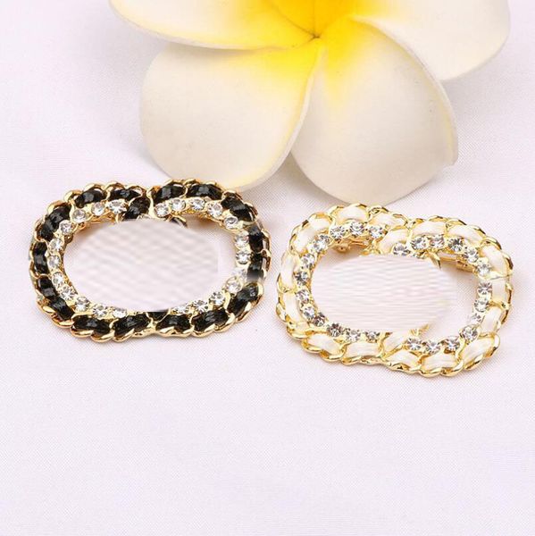 

women vintage designer brand letter brooch black white leather rhinestone crystal metal broochs suit laple pin fashion jewelry accessories g, Gray