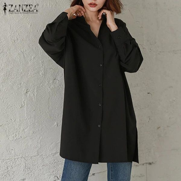 

women's blouses & shirts zanzea office lady casual spring autumn blusa female solid button up womens korean cotton linen plus size, White