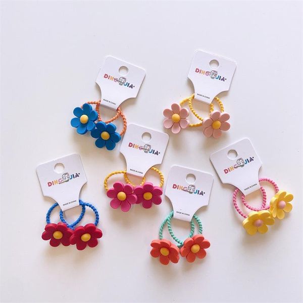 

hair accessories kids girls resin flower colourful ties bands super stretch elastic ponytail holder for, Slivery;white