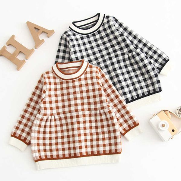 

autumn winter for girls princess es kids girl grid long sleeve knit dress 0-3yrs black friday wgmi, Red;yellow