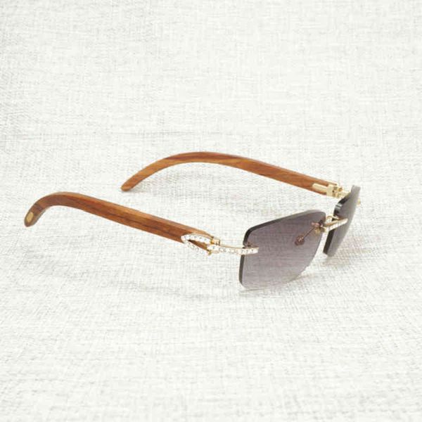 

2022 factory wholesale vintage rhinestone white buffalo horn rimless men wood sun metal frame shades for outdoor club eyewear ahlt, White;black