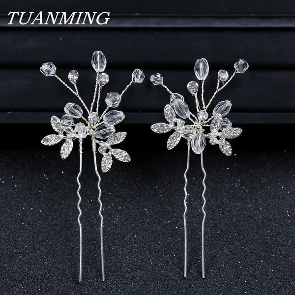 

hair clips & barrettes wedding pins flower bridal hairpin silver color kanzashi accessories for girls with rhinestones, Golden;silver