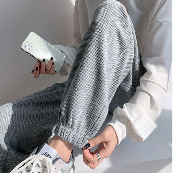 

women's pants & capris women spring autumn gray sweatpants female loose-fitting 2021 harlan casual pant harajuku street woman clothes, Black;white