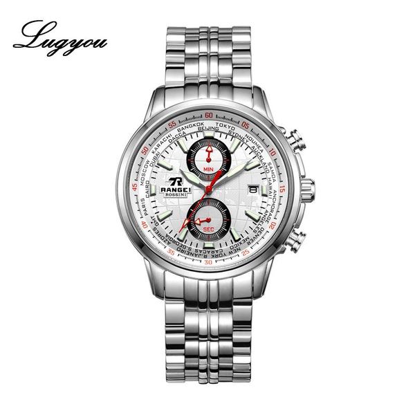 

wristwatches lugyou rossini men's watch bracelet quartz business style waterproof multi-function wristwatch yd5547, Slivery;brown