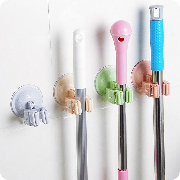 

hooks & rails 1pc multifunctional mop rack broom sucker hook strong traceless holder