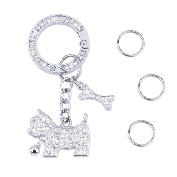 

keychains diamond crystal dog car keychain accessories for women girls key holder chains backpacks charms bags hangings cute gift, Silver