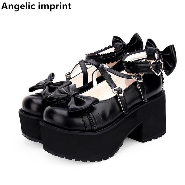 

dress shoes angelic imprint woman mori girl lolita cosplay lady high heels wedges pumps women princess party 8cm 33-47, Black