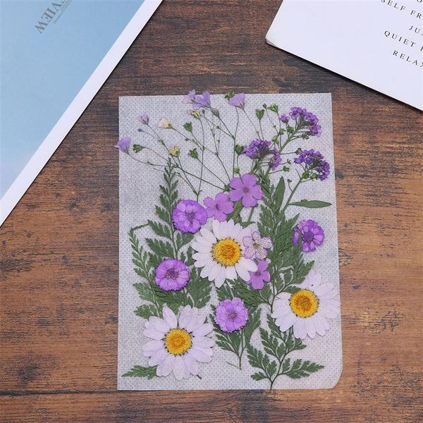 

decorative flowers & wreaths 1 set diy dried flower materials real pressed plants specimen material package (violet, about 22pcs)
