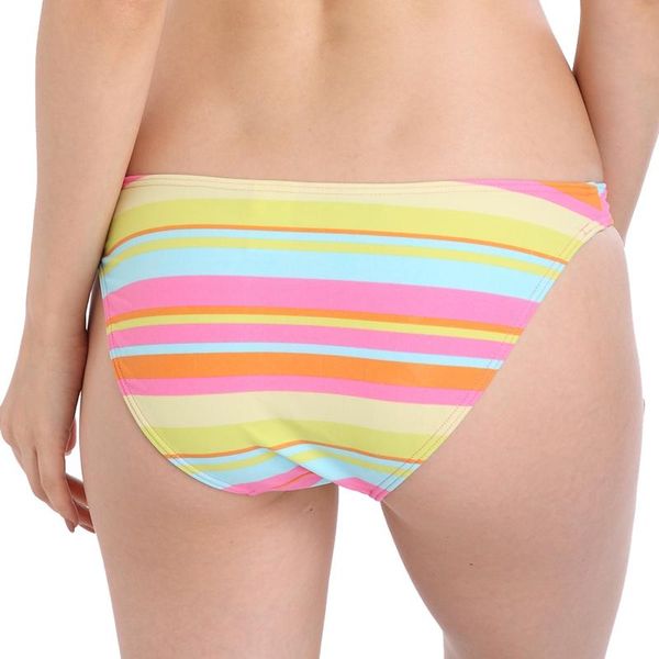 

rainbow stripes bikini shorts panty large size female swim bottom europe fully lined nylon women swim panty 02#