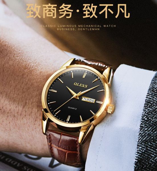 

selling manufacturers custom cross-border foreign trade quartz watch dual calendar waterproof men's fashion watch ing, Slivery;brown