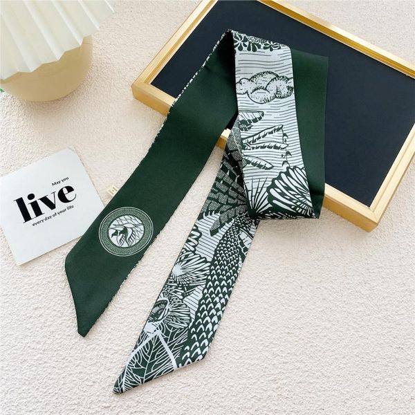 

scarves women silk scarf zebra print skinny bag female headband neckerchief head & wraps, Blue;gray