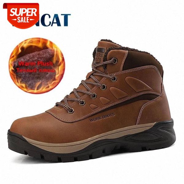 

brand winter men's boots thick plush warm men's snow boots waterproof ankle outdoor non-slip hiking work #zr68