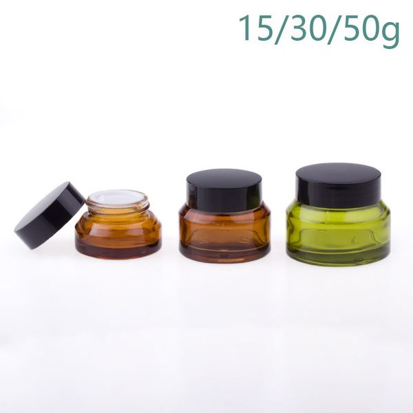 

15/30/50g green brown cream glass jar emulsion mask cosmetic bottle