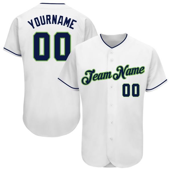 

custom white navy-neon green authentic baseball jersey, Blue;black