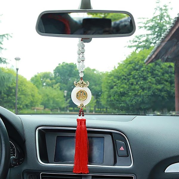 

interior decorations car pendant fu gold inlaid double tassel hanging automobile rearview mirror fook lucky decoration ornaments chines