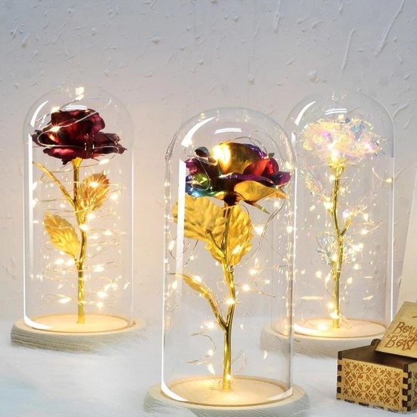 

decorative flowers & wreaths led light string with base multicolor red rose flower girlfriend gift valentine's day artificial gold foil