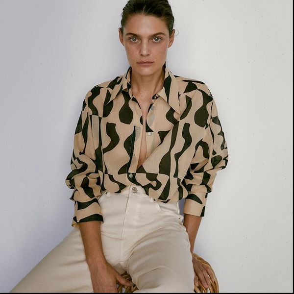 

md deep v neck blouse women fashion p aisley print long sleeve shirts ladies vintage loose turn down collar ropa, White
