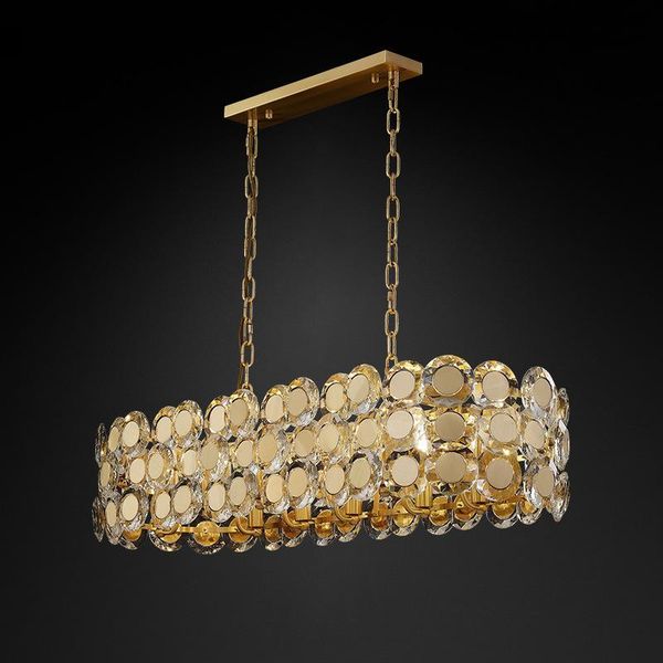 

copper light luxury crystal chandelier post-modern villa living room l restaurant model room exhibition hall lamps