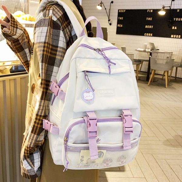 

backpack enopella fashion nylon waterproof girls kawaii womens cute rucksack for teenager travel black school bag mochila