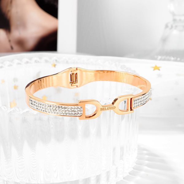 

fashion light luxury tassel letter titanium steel bracelet women's niche design ins net red diamond bracelet, Black