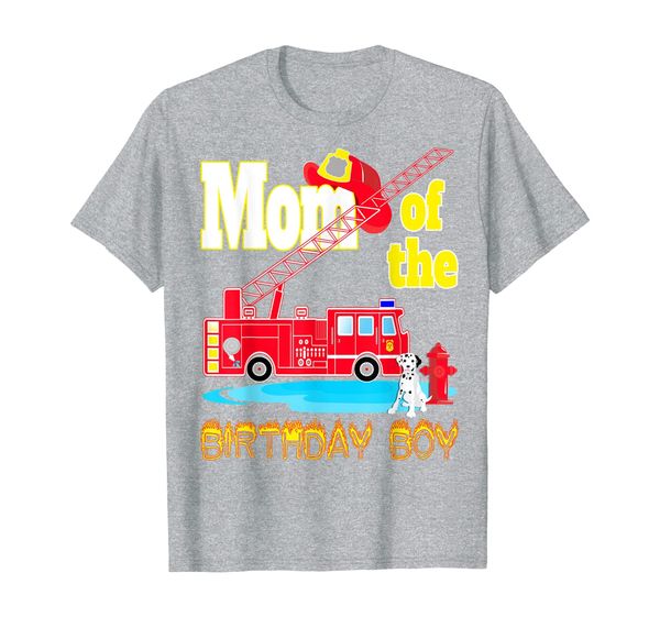 

mom of the birthday boy fire truck toy birthday party gift t-shirt, White;black