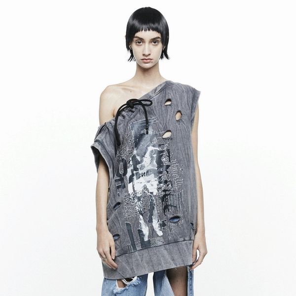 

24ans make old sleeveless clothes / hoodie women's print, Black
