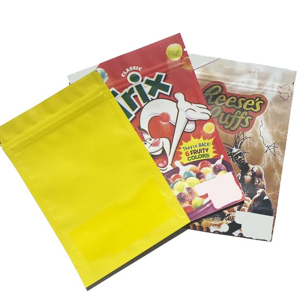 

400mg empty mylar ziplock package bags trix reeses puffs crunch berries general miles reseallable zipper storage pouch smell proof stand up