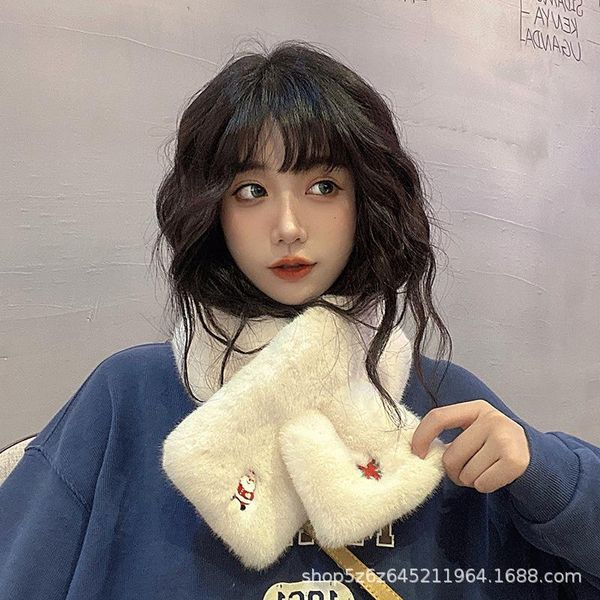 

scarves winter christmas plush scarf lovely girl student warm bib net red temperament simple, Blue;gray