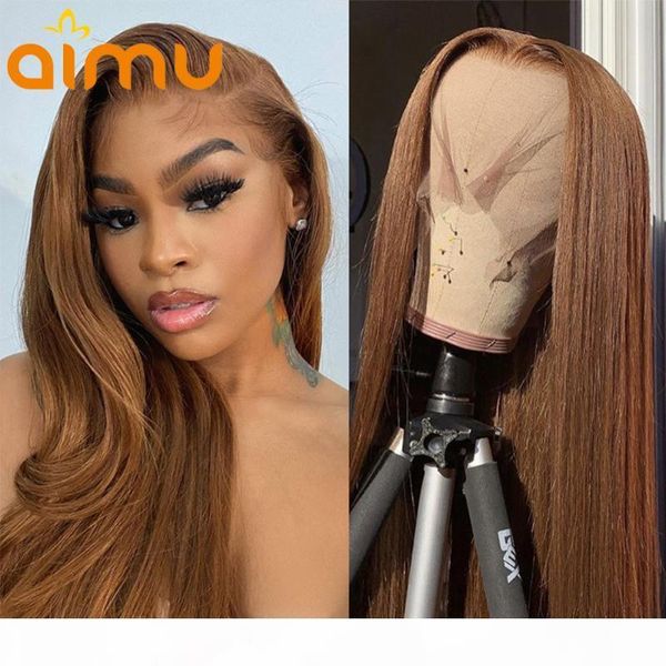 

hd invisible lace front human hair wigs color 4 straight hair 180% brazilian remy preplucked brown lace closure wig, Black;brown
