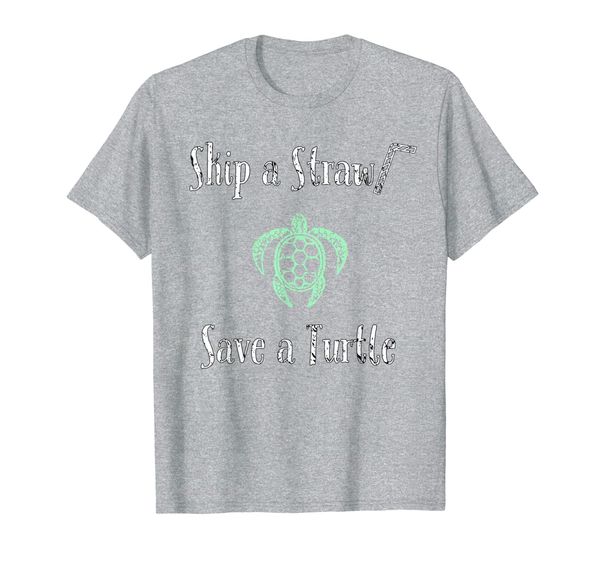 

skip a straw save a turtle distressed t-shirt, White;black