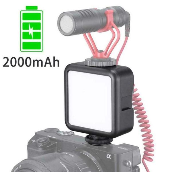 

1pc 6w mini led video light 2000mah built-in battery 5500k cold screw pgraphic for vlogging lighting triple shoe 1/4 v8x5