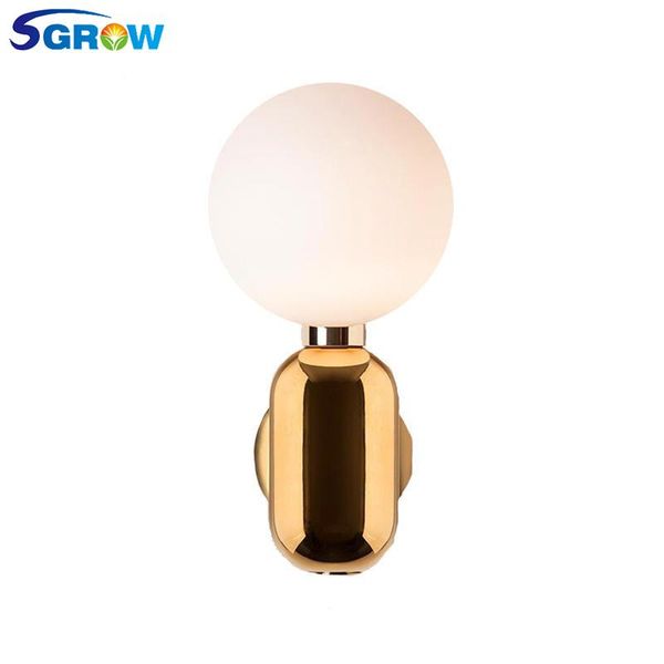 

wall lamp sgrow glass ball lampshade light fixture modern metal base led lampara de techo for bedroom kitchen dinning room