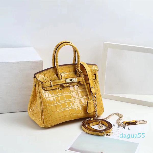 

2021 new leather women s bag pearl lacquered crocodile pattern portable one shoulder messenger bag fashion chain bag