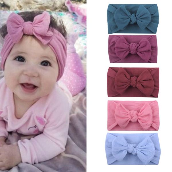 

hair accessories 5 pcs baby girl headband infant bows born knot wide cotton headwraps turban girls headwear kids po props, Slivery;white